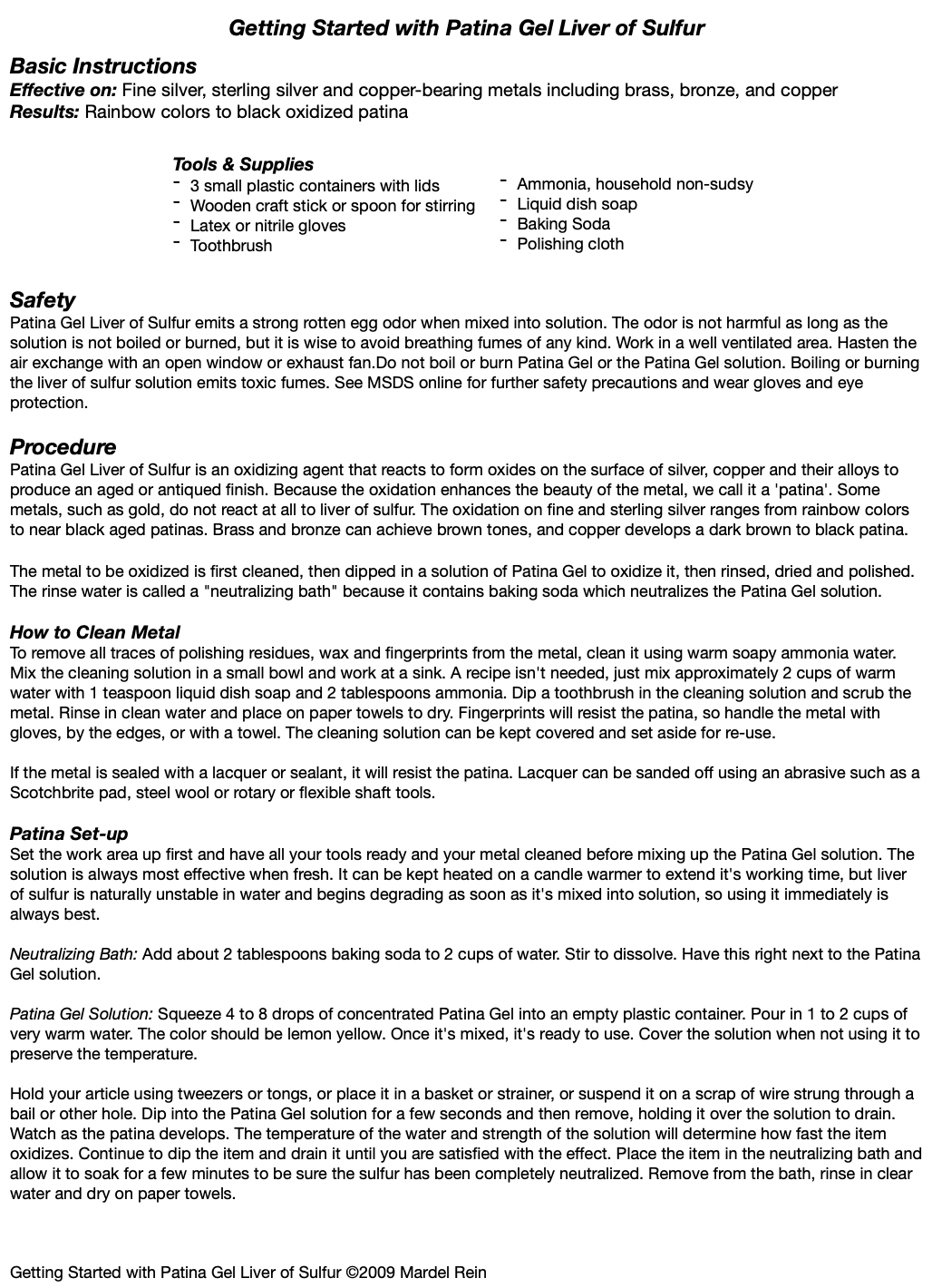 File showing the instructions to using the Liver of Sulfur Gel